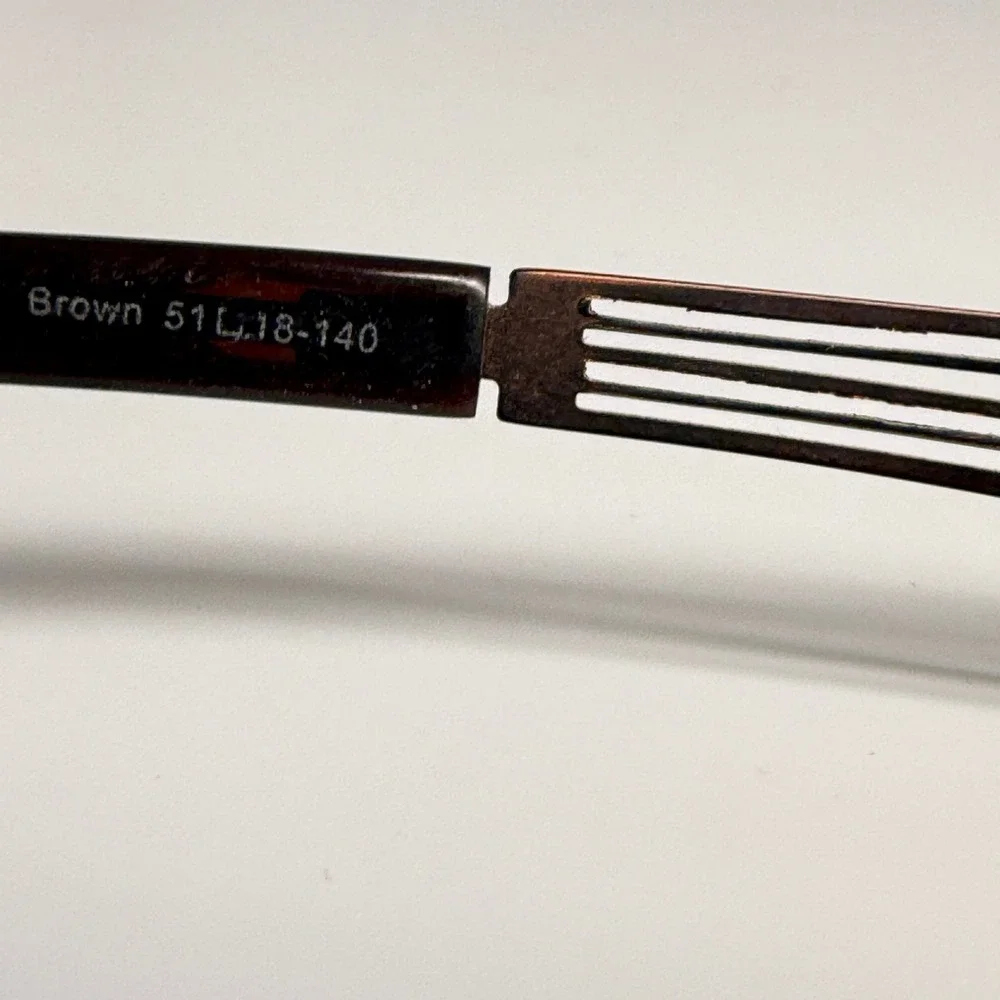 DiCaprio Brown Rectangular Eyeglasses‎ Frames 51-18-140 Striped Temple Design